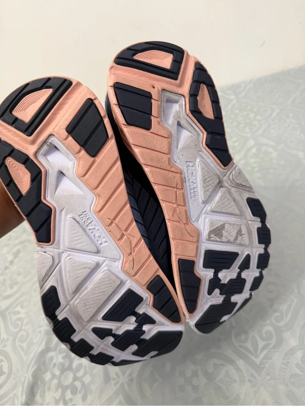 Hoka One One Women's Blue Running Shoes with Peach Accents